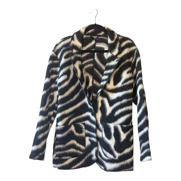 PRELOVED Rent the Runway FIFTEEN TWENTY Wool Blend Zebra Jacket Size Medium - Picture 1 of 7